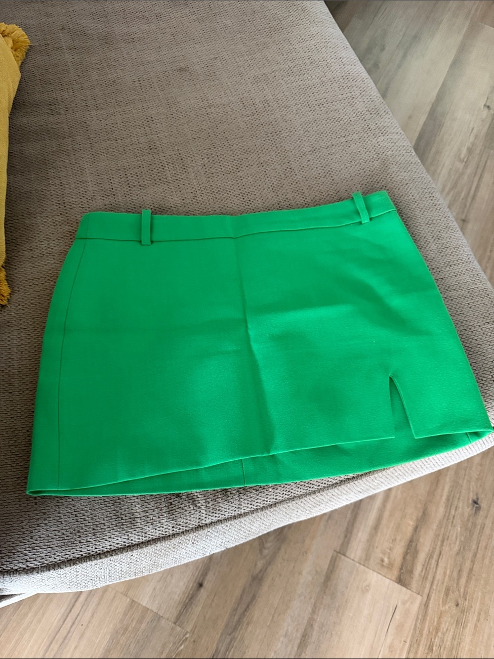 Zara Bright Green Mini Skirt with Front Slit
